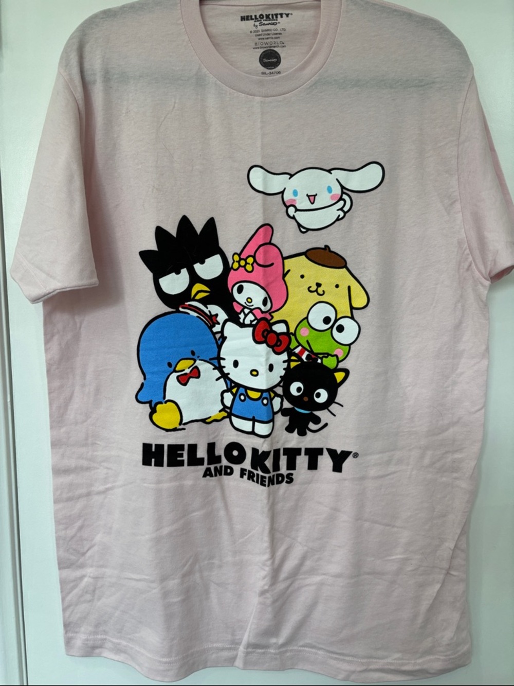 Hello Kitty Pink Tee with Multicolor Sanrio Characters